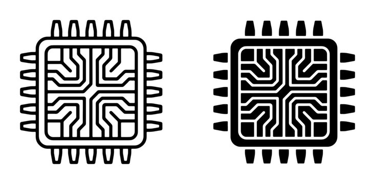 Microchip Icons, Computer Processor Symbols, Integrated Circuit Graphics, Digital Technology Elements, Electronic Components, Circuit Board Design, Technology Concepts