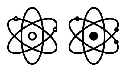 Atomic Structure Icons, Science Nucleus Symbols, Physics Orbit Diagrams, Chemistry Element Models, Vector Illustration © Jannat
