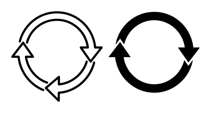 Circular Arrows Icon Set, Refresh Symbol, Reload Loop, Repeat Cycle, Recycling Symbol, Loop Arrows, Circular Motion, Vector Graphics