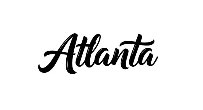 Atlanta handwritten script text, urban lettering, city name, Georgia, USA