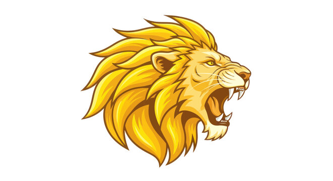 Fierce Golden Lion Head Roaring - Majestic Animal Illustration
