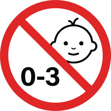 Not Suitable for Children Under Three Years Old Safety Warning Vector Icon, choking hazard sign, product safety label, toy restriction warning, forbidden for babies, age restriction mark, under 3 year