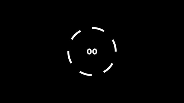 Minimalist loading timer 0 to 10 seconds digital countdown clock on multi color background