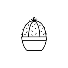 Fototapeta premium Simple Cactus Outline Illustration in Pot