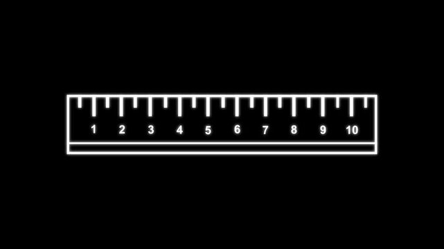 black Ruler icon on white background. school and education animation, 4k video.