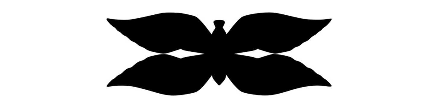 Mirror set with black silhouette against clean white background featuring reflection, dark silhouette, glossy effect with outline and shape