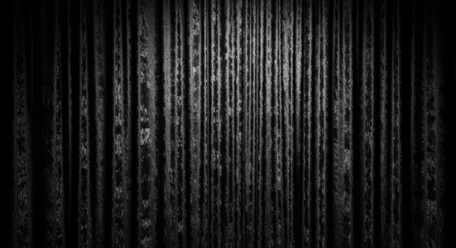 Close-up abstract view of dark crushed velvet fabric texture with vertical lines and rough surface, creating a luxurious and deep background.
