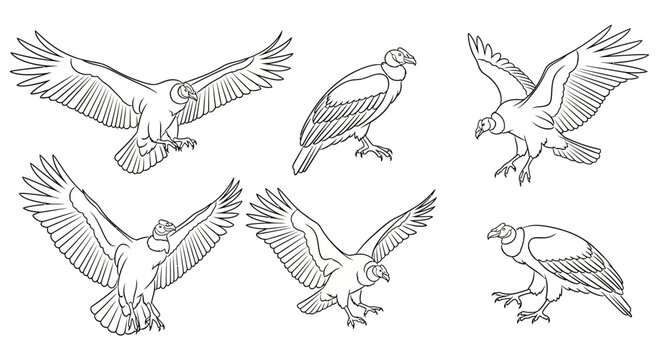 Condor Bird Poses Sketch Collection