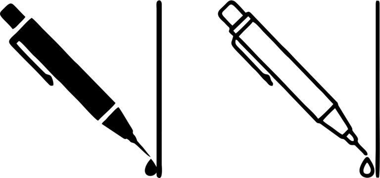 Set of Technical Pen and Ballpoint Icons for Writing, Drafting, and Signing Business Documents in Solid and Outline Style - Pen, Icon, Writing, Drawing, Ink, Vector, Tool, Sign, Pen, Icon, Writing
