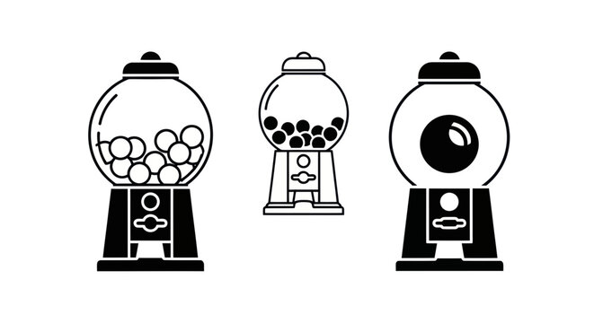 Set of Gumball Machines Vector Icons