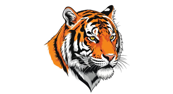 Tiger Portrait Illustration - Fierce Big Cat Head Close-up