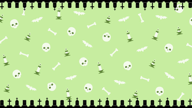 ゴシック ハロウィン かわいい ドクロ スカル 配信 サムネイル バナー デザイン 背景 イラスト 