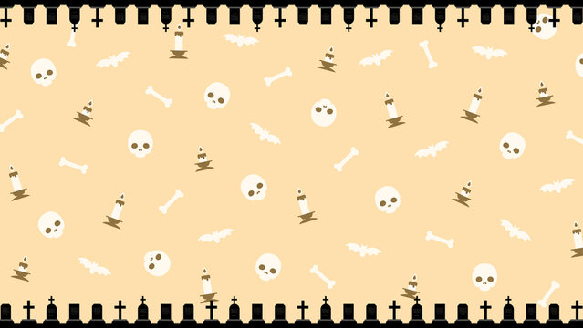 ゴシック ハロウィン かわいい ドクロ スカル 配信 サムネイル バナー デザイン 背景 イラスト 