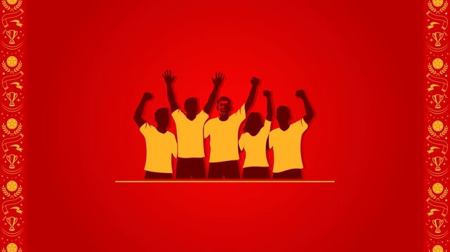 Animated Football Fans Cheering Border Background