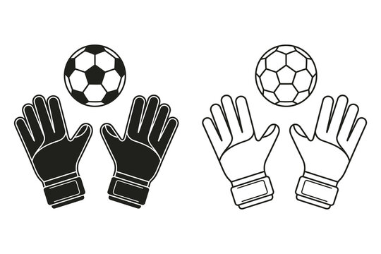 Soccer goalkeeper gloves and ball illustrations
