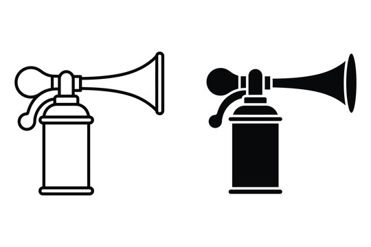 Black and white illustration of two bicycle horns