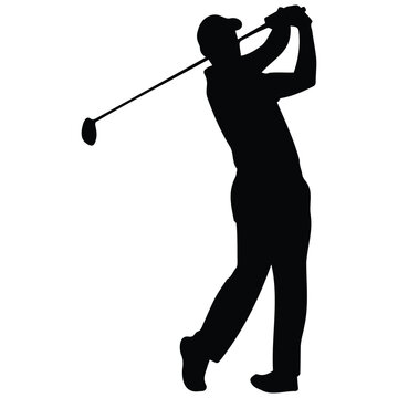 Golfer silhouette vector illustration golf sport swing.