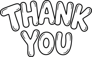Fototapeta premium Bold bubble style thank you text design for posters and social media posts.