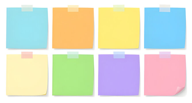 reminder, stickynotes, notes, colorful, square, pinned, paper, memo, office, stationery, adhesive, message, pushpin, vector, illustration, isolated, organization