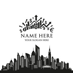 Fototapeta premium City Skyline with Business and Growth Icons