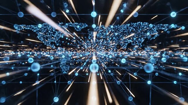Global Network Connections Data Flow Abstract Technology Background.