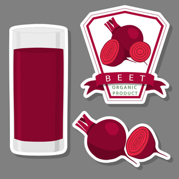 big set different types juice beet in glass cup