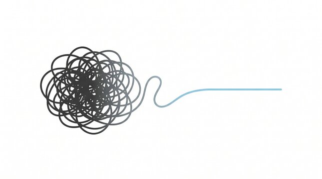 Abstract Scribble Chaos Becoming Orderly Smooth Line Illustration