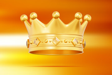 3d royal golden crown with diamonds. Textured king gold crown. Gradient mesh. Stock vector illustration on golden background. © Игорь Жуков