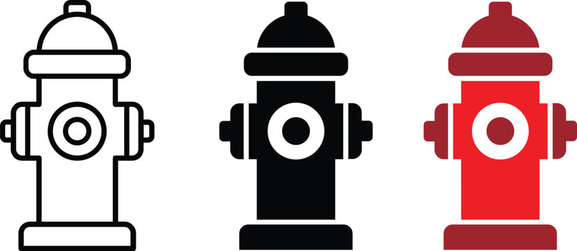 Fire hydrant outdoor safety asset vector illustration icon bundle for rescue