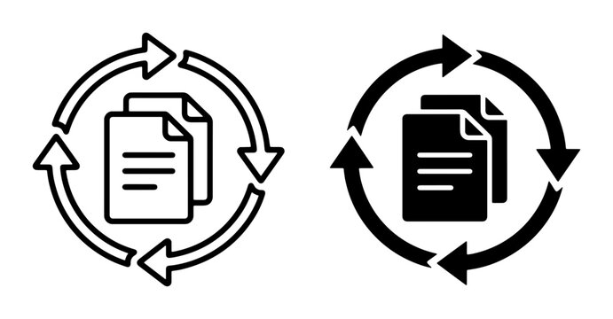 Document Refresh Cycle Icons, Data Update Symbols, Workflow Process Arrows, Information Reload Graphics