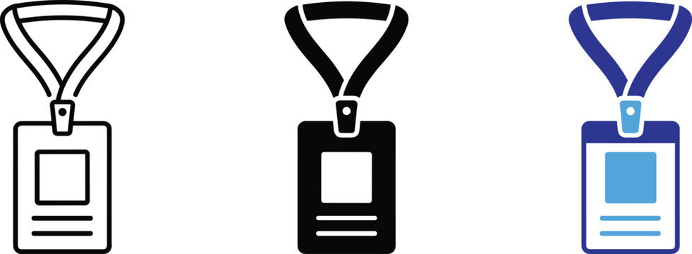 Identification badge id card lanyard vector illustration icon set for identity