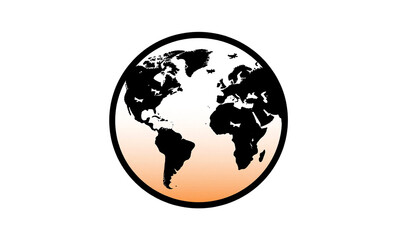 Fototapeta premium soaring globe tiny airplane silhouettes flying across surface set warm orange sunset backdrop subtle