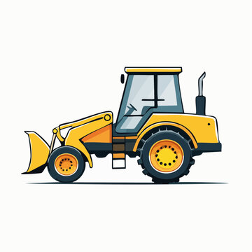 Yellow Front Loader Construction Vehicle Illustration