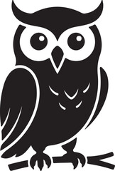 Obraz premium Cute Wise Owl Sitting on a Tree Branch at Night
