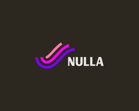 Minimalist logo of three geometric waves. Universal checkmark or progress chart sign. Vibrant linear vector logotype for financial success, data analysis graphs or innovative digital solutions.