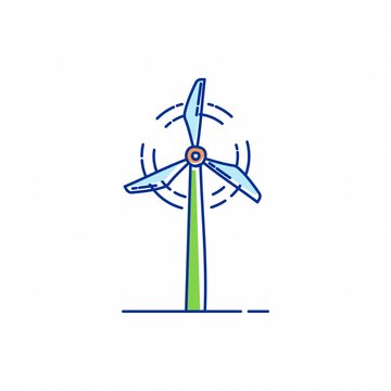 Wind Turbine Flat design style icon animation with minimal, smooth transitions, and simple. No background. Alpha Channel