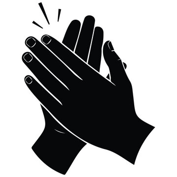 Applause gesture silhouette vector illustration showing clapping hands with line art flare.