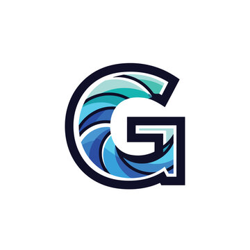 Creative Letter G Logo Design Featuring Dynamic Blue Swirl Pattern.