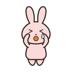 Fototapeta premium 泣いているかわいいうさぎのキャラクターの全身イラスト