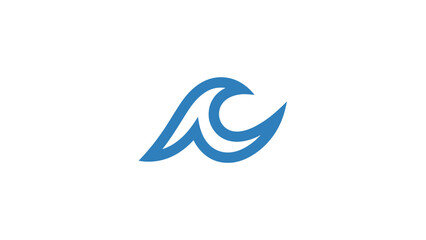 Minimalist Blue Ocean Wave Icon Vector © Trubus_arto