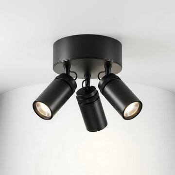 Modern black threelight adjustable ceiling spotlight fixture