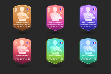 Football Player Card Template Set with Stats – Striker, Goalkeeper and Midfielder © Dhm