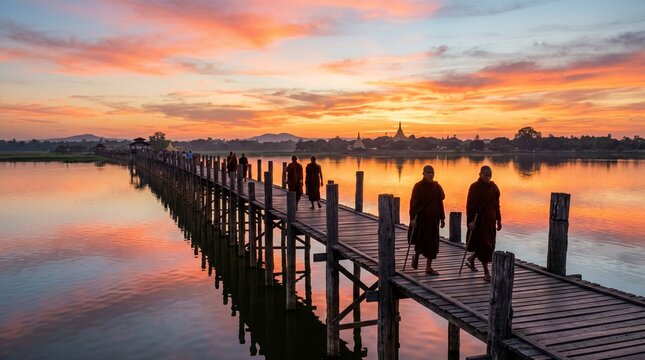 U Bein Bridge Sunset 