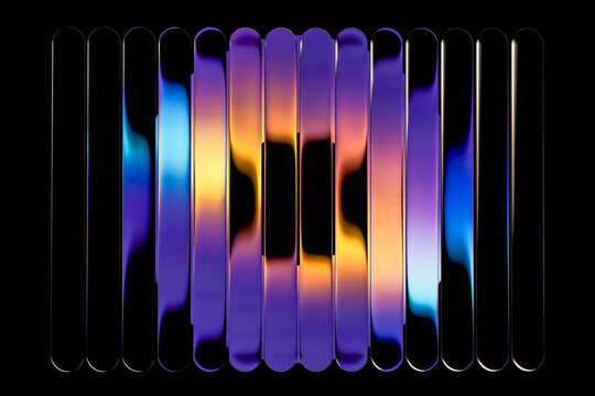 3D neon capsule wall with magenta blue reflection