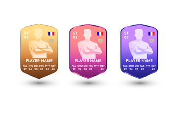 Football Player Card Template Set with Stats – Striker, Goalkeeper and Midfielder © Dhm