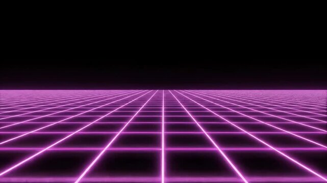 Retro Futuristic Purple Neon Grid Background Loop