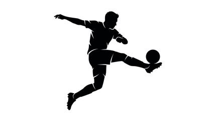 Obraz premium Black silhouette of man kicking soccer ball