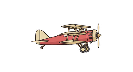 Vintage biplane illustration, retro aircraft, aviation, travel, old transport © ades