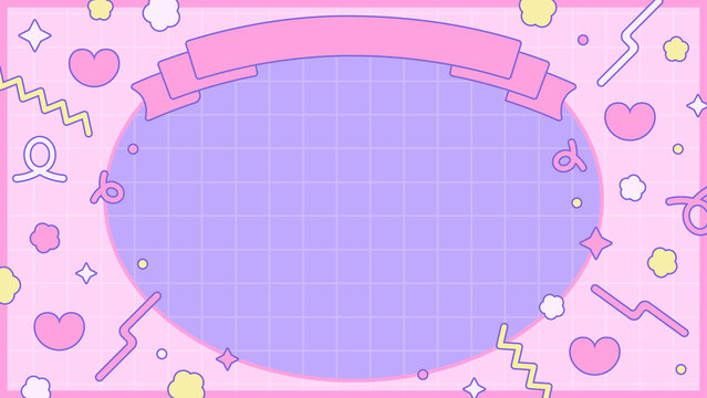 シティポップ ハート レトロ ポップ かわいい 配信 サムネイル バナー デザイン 背景 イラスト 
