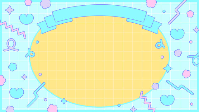 シティポップ ハート レトロ ポップ かわいい 配信 サムネイル バナー デザイン 背景 イラスト 
